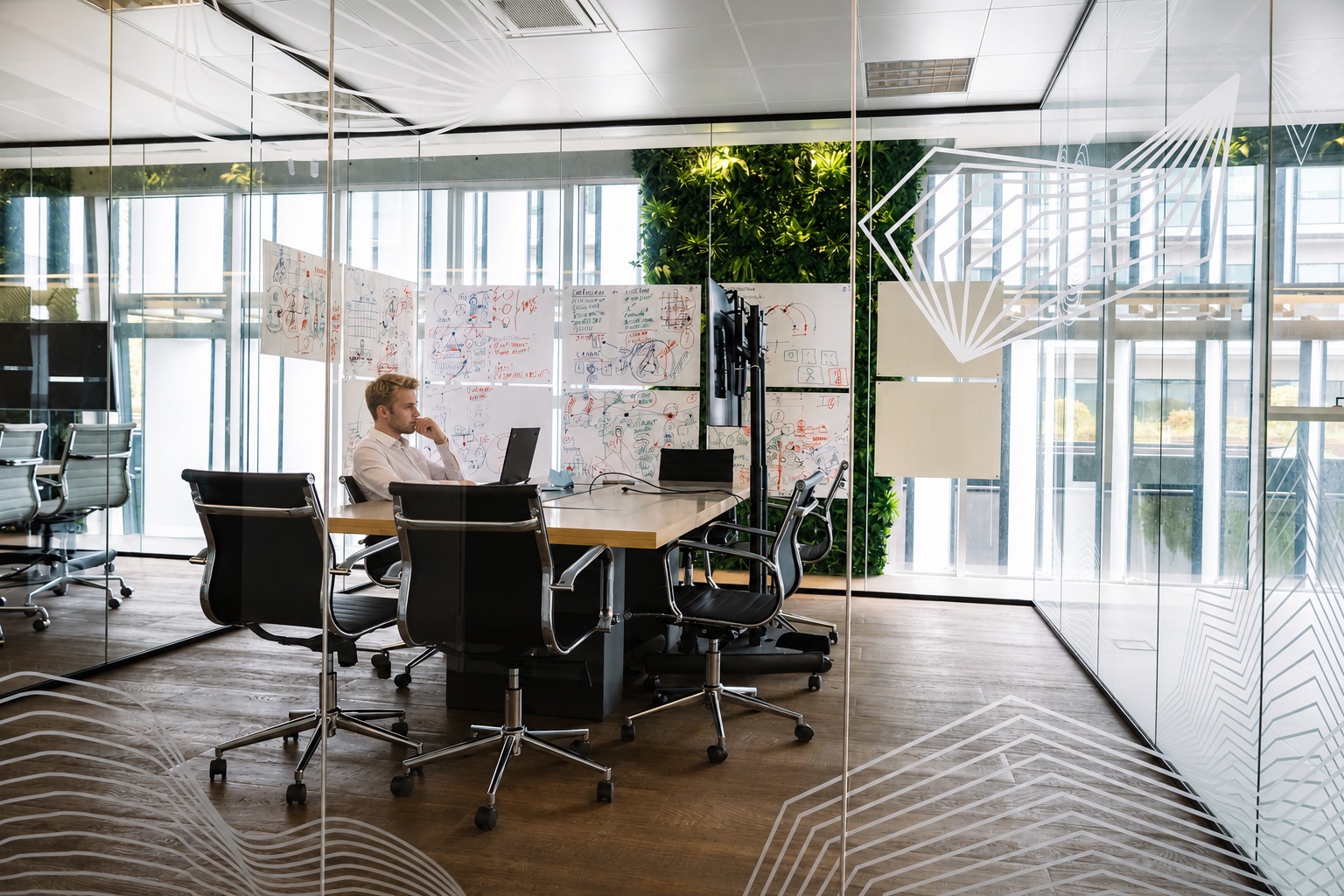 A delivery lead planning a workstream in the Xpertsoft studio in Lisbon